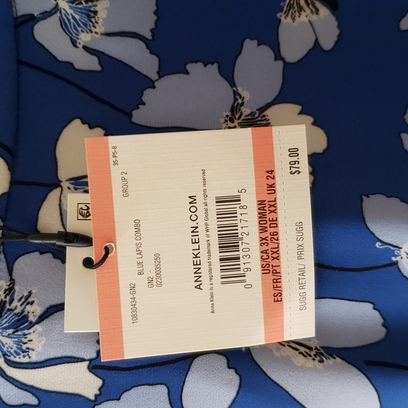 Anne Klein Blue lapis top 3X - Picture 3 of 5